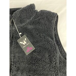 White Mark Cozy Collection Black‎ Sleeveless Full Zip Fuzzy Vest 3XL